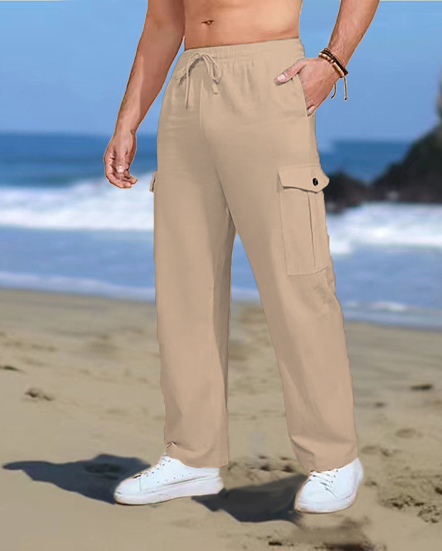 Pantalon cargo outdoor pour hommes avec taille ajustable et poches latérales fonctionnelles Chic und Stil