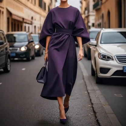 Robe maxi femme avec des manches volumineuses et une ceinture élégante Chic und Stil