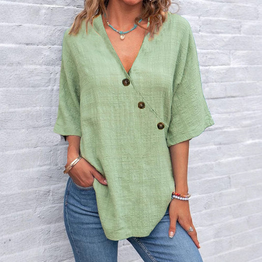 Blouse enveloppante pour femmes avec détails de boutons Chic und Stil