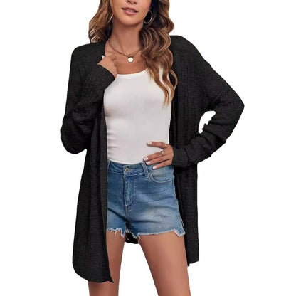 Knit jacket for women with airy openwork pattern structure Chic and Style