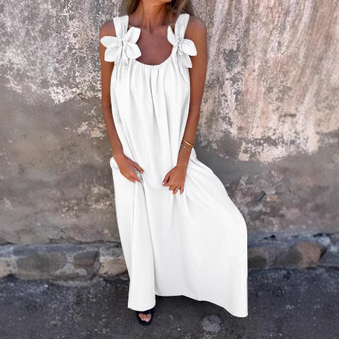 Robe maxi fluide pour femmes avec liens décoratifs aux épaules Chic und Stil