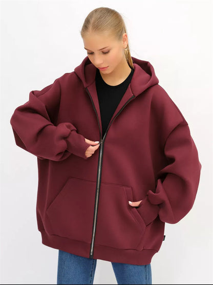 Dame Veste à Capuche Oversize avec Fermeture Éclair Intégrale et Coupe Extrêmement Confortable Chic und Stil