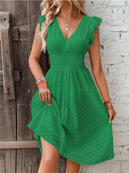 Women's Summer Ruffle Dress with Waffle Texture Chic und Stil