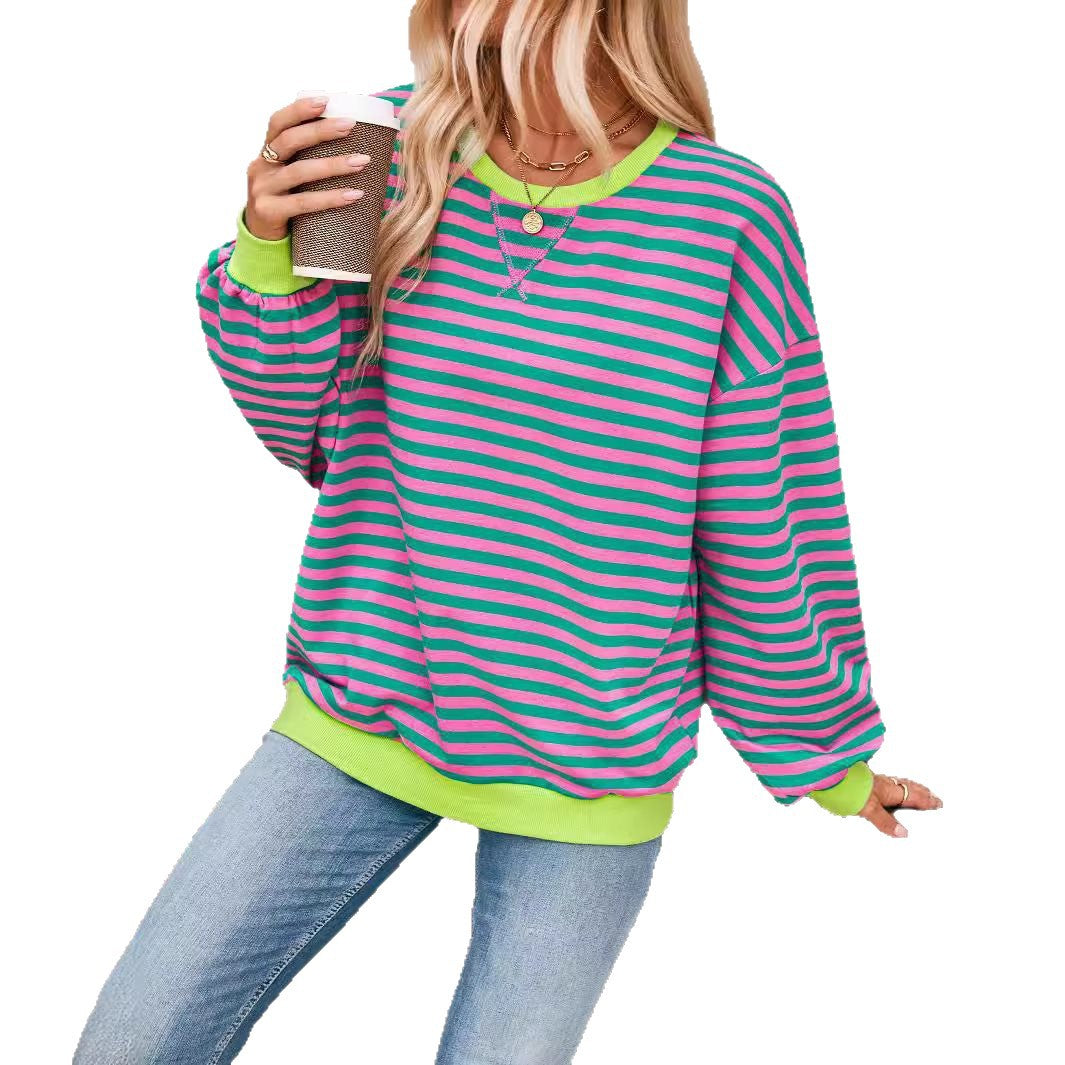 Femme pull décontracté avec motif rayé saisissant et bords élastiques Chic und Stil