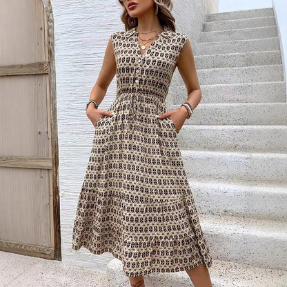 Robe midi pour femmes avec détails de boutons et ceinture élastique Chic und Stil
