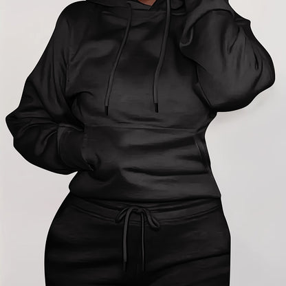 Women's Comfortable Hoodie with Kangaroo Pocket and Elastic Waist - Chic and Stylish