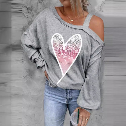 Pull oversized décontracté pour femmes avec design en paillettes en forme de cœur Chic und Stil