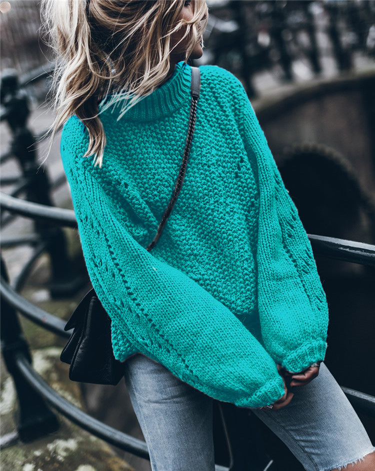 Pull en grosse maille pour femmes avec coupe large et col roulé tendance Chic und Stil