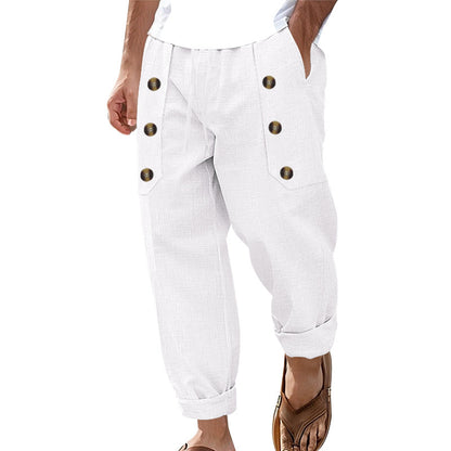 Men's casual cargo pants with practical button details and comfortable pockets Chic and style