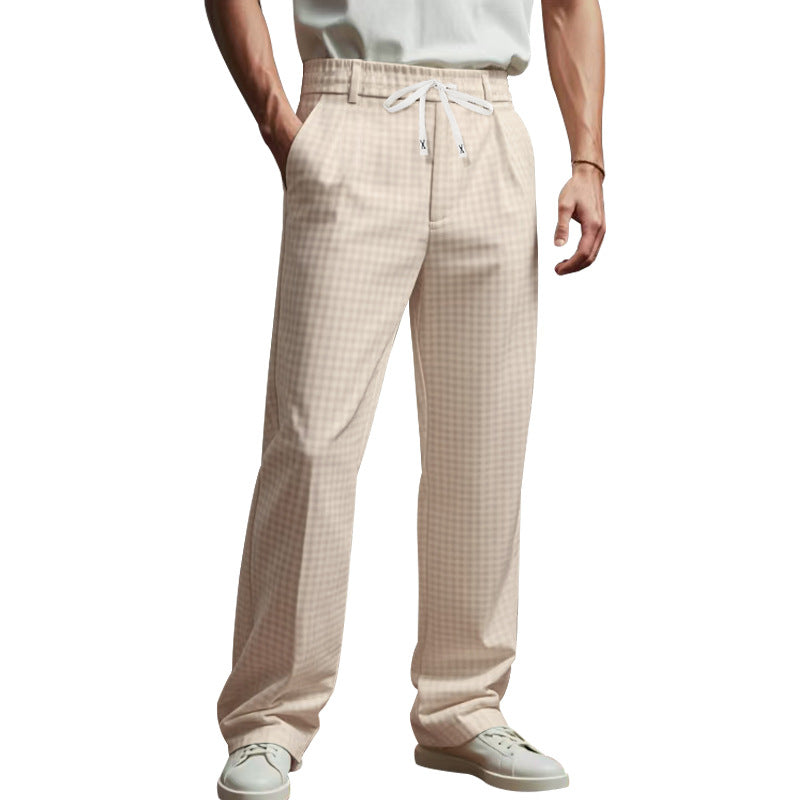 Casual pants for men with adjustable drawstring and modern checkered details Chic and Style