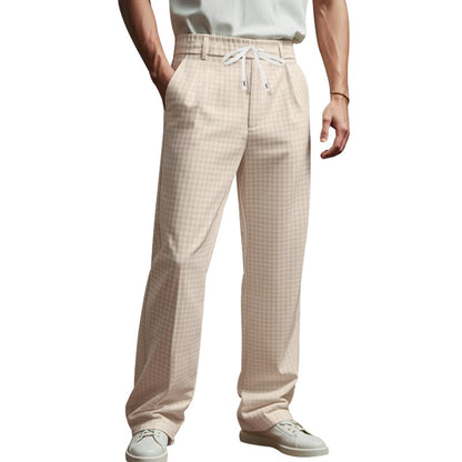 Casual pants for men with adjustable drawstring and modern checkered details Chic and Style
