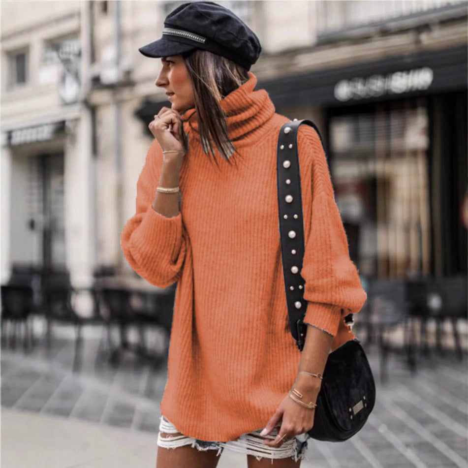 Pull femme avec col montant et gros motif en tricot Chic und Stil