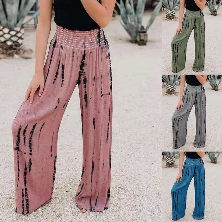 Elegant wide leg pants for women with a low waist and graphic print Chic and Style