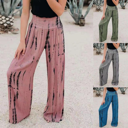 Elegant wide leg pants for women with a low waist and graphic print Chic and Style