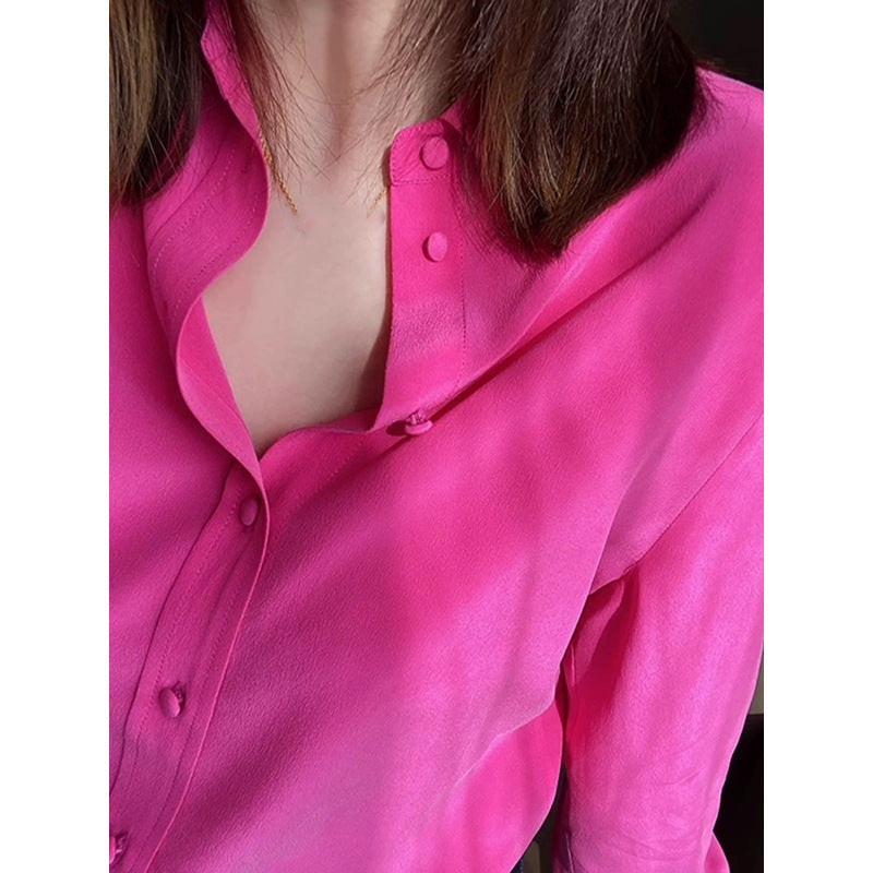 Chemisier en satin léger à boutons pour femmes Chic und Stil