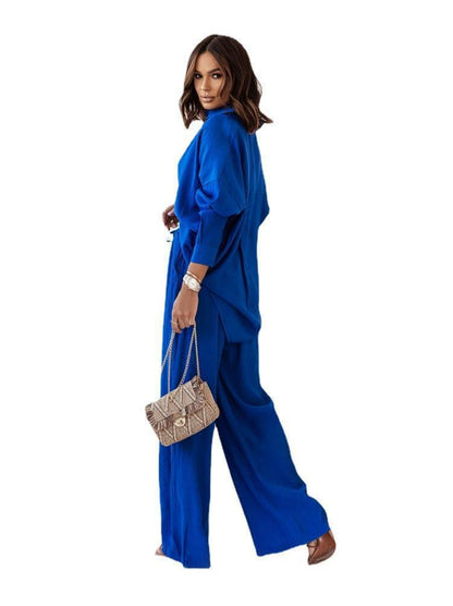 Lightweight two-piece women's set consisting of a shirt and pants with a knot at the waist Chic und Stil