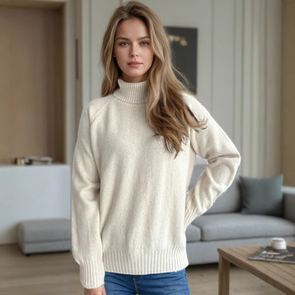 Pull en maille pour femmes avec col montant et motif texturé Chic und Stil