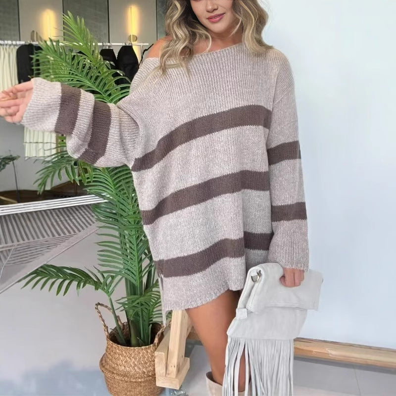 Dames Grand pull en laine à coupe ample et motif rayé tendance Chic und Stil