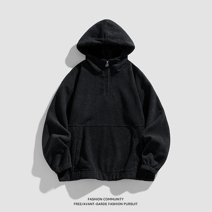 Dames pull à capuche moelleux avec demi-fermeture éclair Chic und Stil