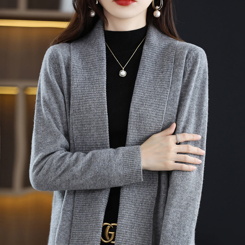Cardigan pour femmes avec des structures de côtes élégantes et une coupe ouverte Chic und Stil