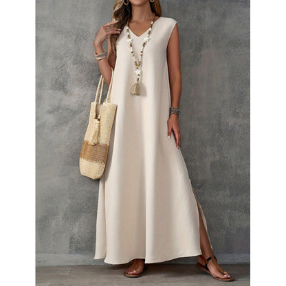 Robe maxi femme avec décolleté en V et fentes latérales Chic und Stil