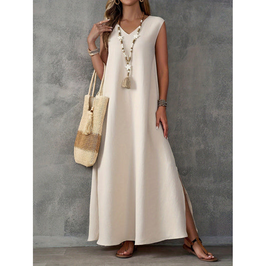 Robe maxi femme avec décolleté en V et fentes latérales Chic und Stil