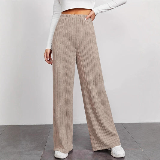 Wide knit pants for women with a refined structured pattern Chic and Style