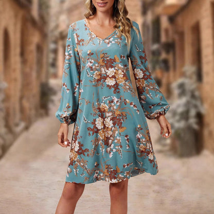 Robe florale à col V pour femmes Chic und Stil