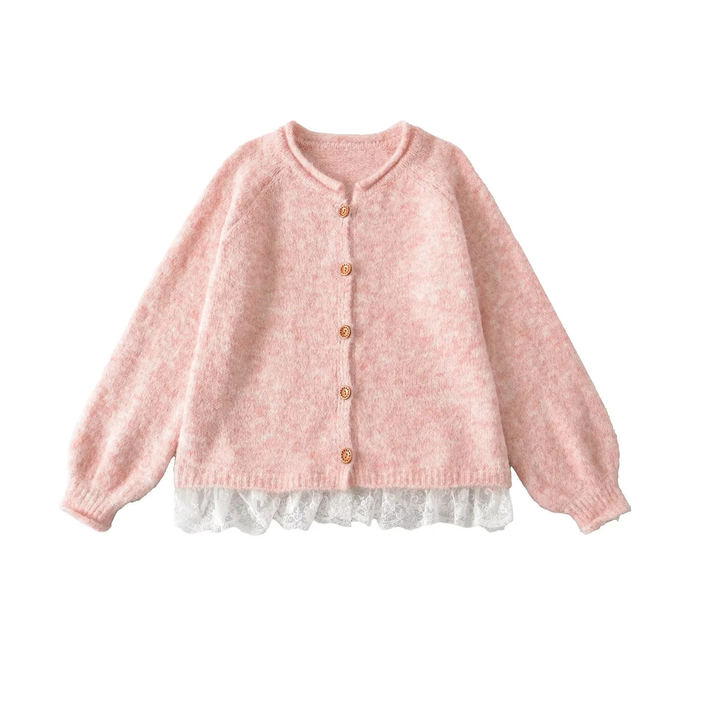 Dames Élégant Gilet en Tricot avec Dentelle et Détails de Bouton Chic und Stil