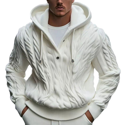 Pull à capuche en tricot pour hommes avec motif de tresses texturé Chic und Stil