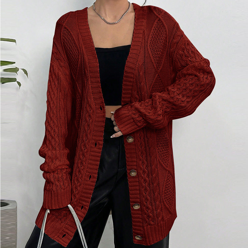 Dames Gros Tricot Cardigan Chic und Stil