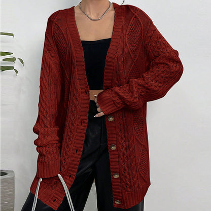 Dames Gros Tricot Cardigan Chic und Stil