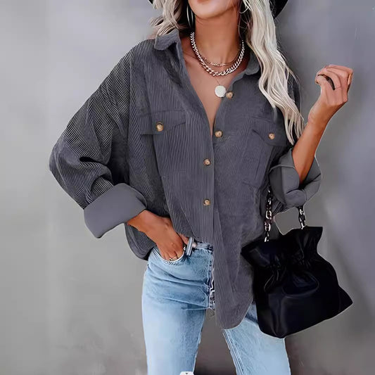 Veste en corduroy pour femmes avec poches poitrine doubles Chic und Stil