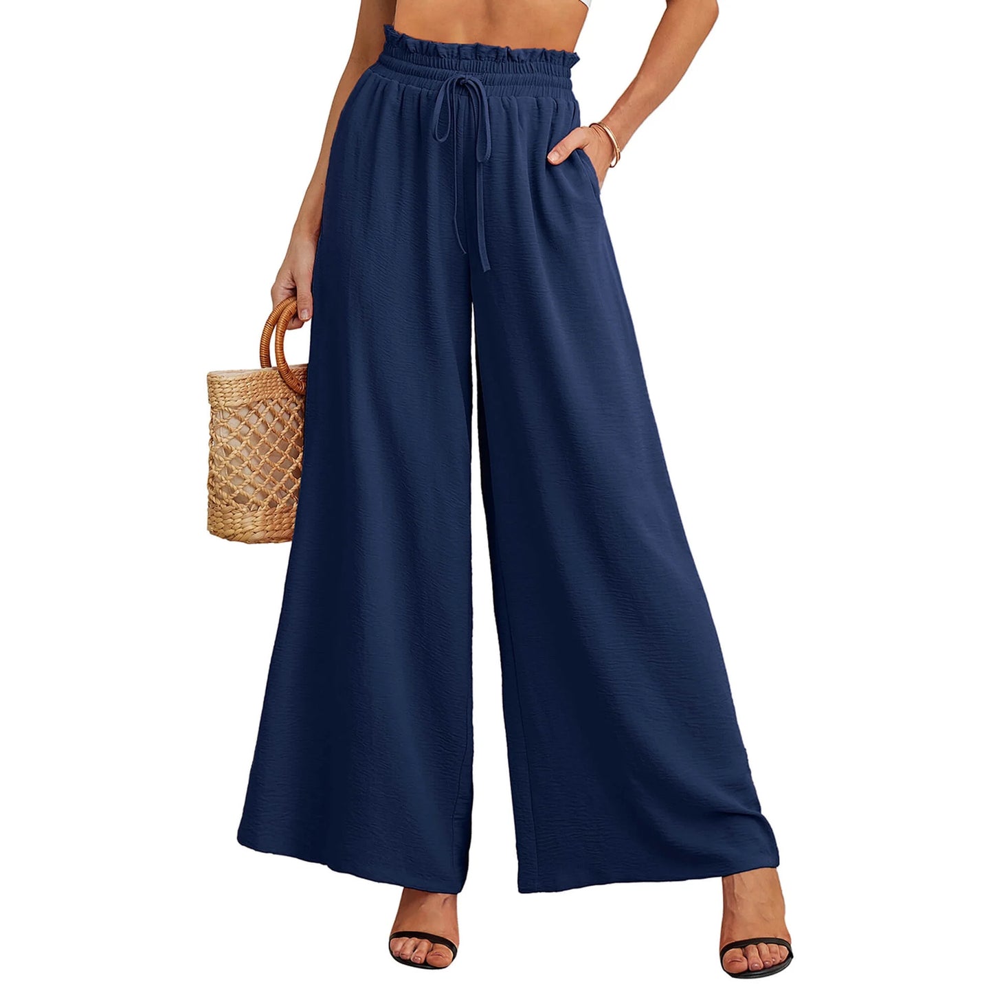 Women Summer Loose and Airy Pants with Elastic Waistband and Ties Chic and Style