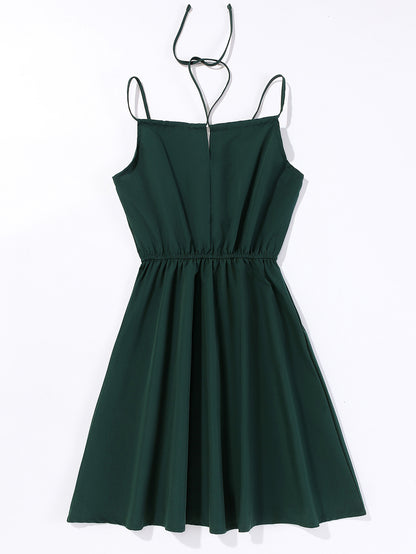 Robe d'été pour femmes avec bretelles spaghetti ajustables et cordon de taille élastique Chic und Stil