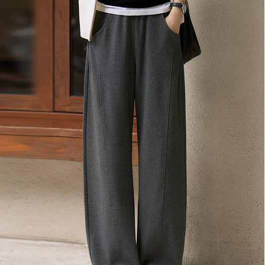 Pantalons larges en jersey doux taille haute pour femmes Chic und Stil