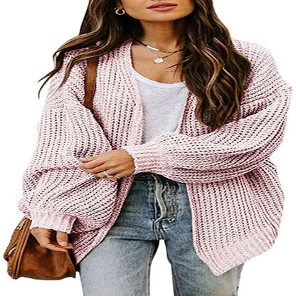 Pull en tricot oversize pour femmes avec des manches ballon et un design structuré Chic und Stil
