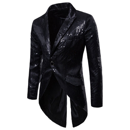 Blazer en sequins élégant pour hommes avec coupe asymétrique et design luxueux Chic und Stil