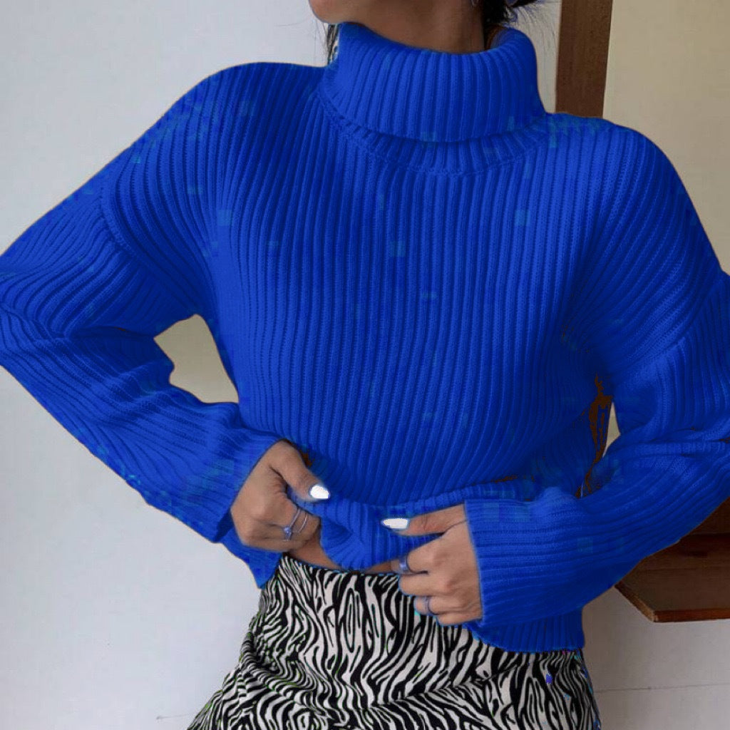 Pullover à col roulé tendance pour femmes avec texture en côtes Chic und Stil