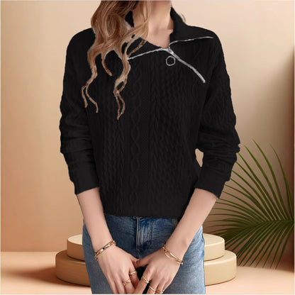 Pull en tricot pour femmes avec demi-zip et design texturé Chic und Stil