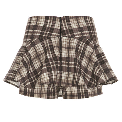 Dames Jupe à carreaux ludique avec shorts intégrés et taille haute Chic und Stil