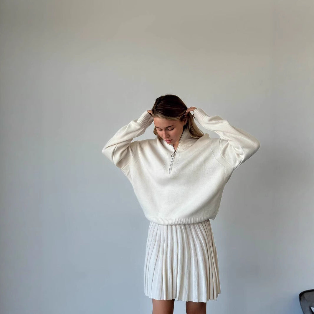 Pull court en maille à fermeture éclair pour femmes Chic und Stil