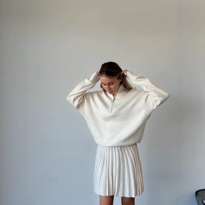 Pull court en maille à fermeture éclair pour femmes Chic und Stil
