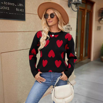 Pull décontracté pour femmes avec motif en cœur et coupe ample Chic und Stil