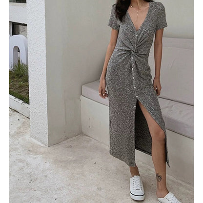 Robe à manches courtes pour femmes avec devant torsadé Chic und Stil