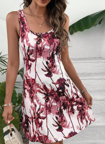 Robe d'été décontractée pour femme avec motif moderne de palmiers Chic und Stil