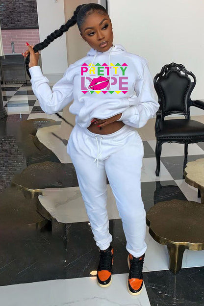 Sweatpants and hoodie set for women with modern graphics and creative print Chic and Style