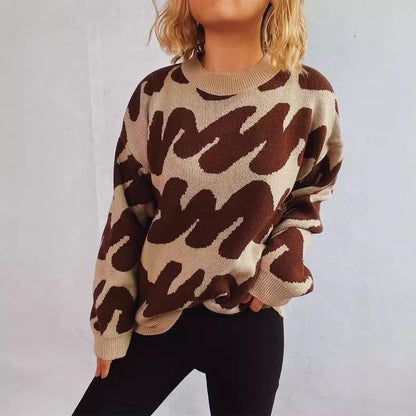 Pull décontracté pour femmes avec un design moderne de blocs de couleurs et des manches volumineuses Chic und Stil