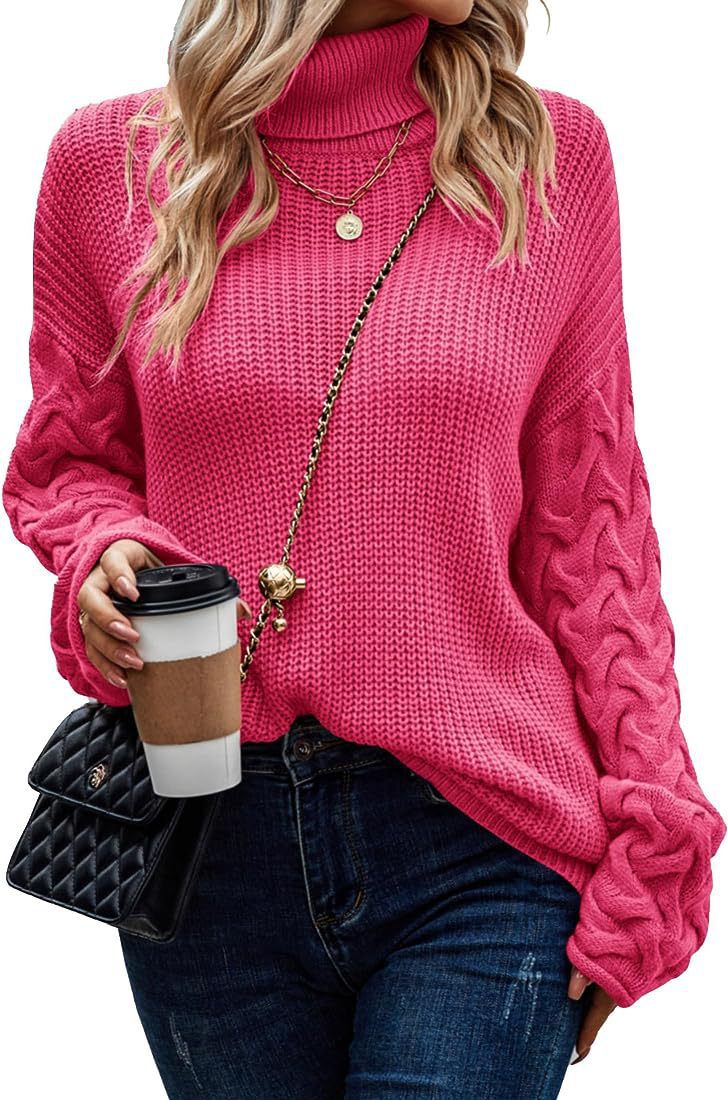 Pull en maille épaisse pour femmes avec un design de tresses moderne et un col haut Chic und Stil