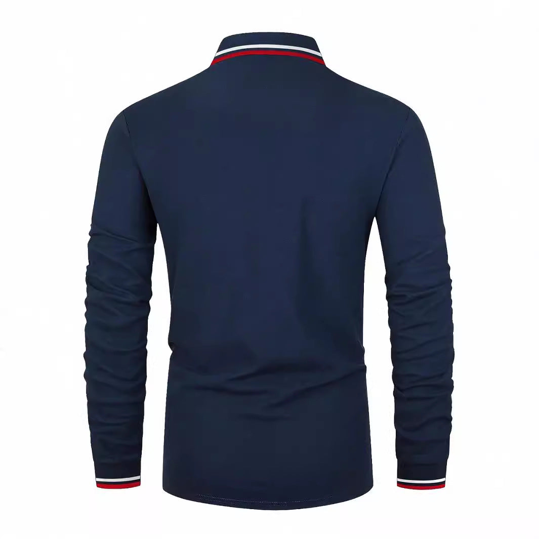 Chemise polo à manches longues pour hommes avec col sportif et poignets contrastés Chic und Stil